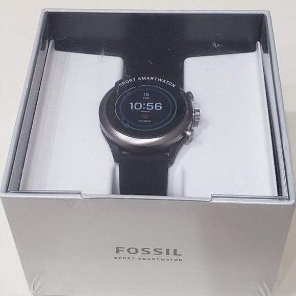 $275 MSRP Fossil Men's FTW4019 Black Aluminum Sport Smartwatch 43mm